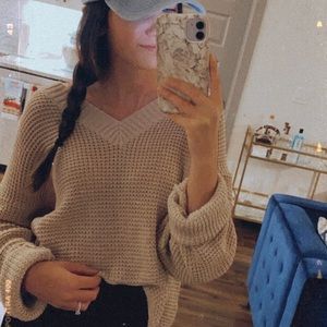 Oatmeal Waffle Knit Sweater